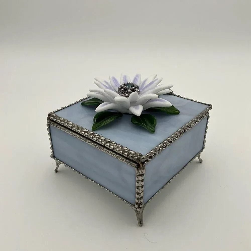 HANDCRAFTED Stained Glass Jewelry Box Keepsake Box